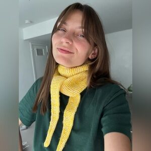 Hand-Knitted Cashmere & Mohair Scarf - Soft, Lightweight & Elegant yellow